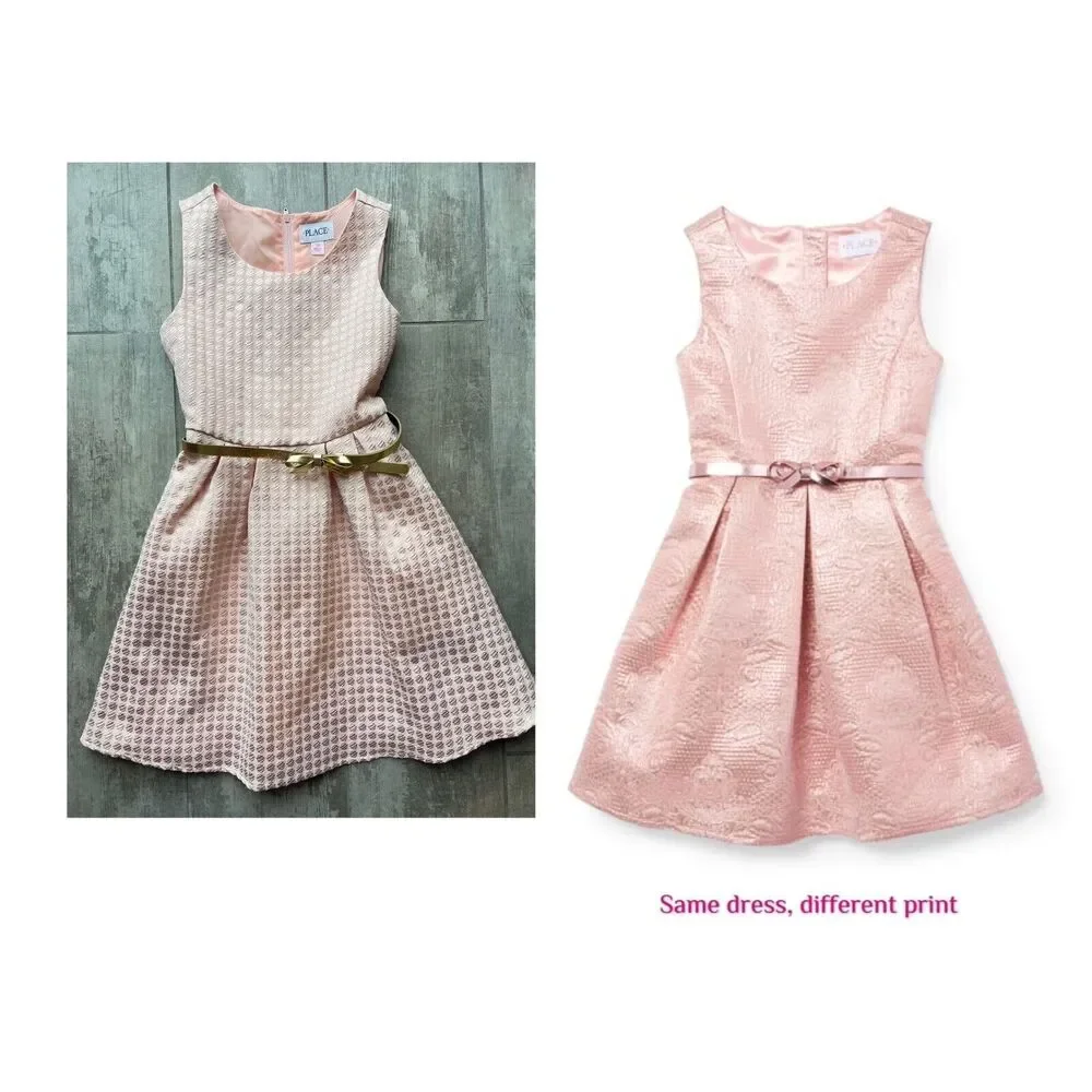 Girl Pink Gold Metallic Pleated Party Special Occasion Holiday Birthday Dress 10